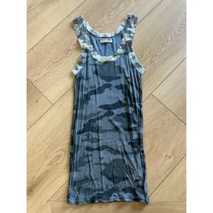 Michael Stars‎ Camo Tank Top Lace Trim Sleeveless Casual Cute Comfy